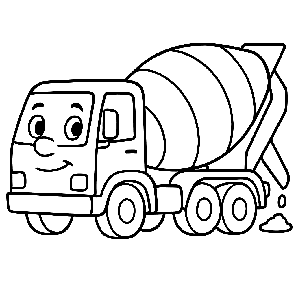 Cement Mixer Truck Coloring Page