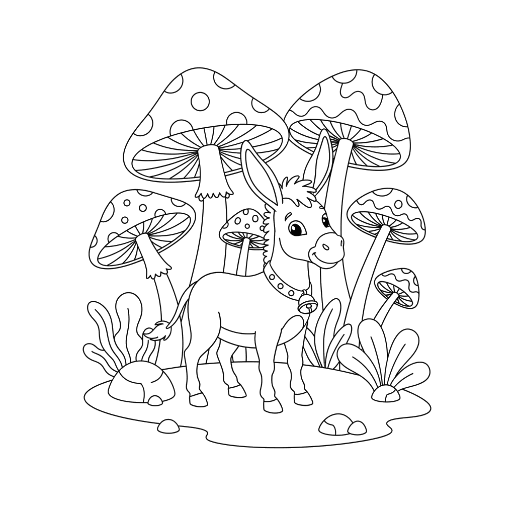 Donkey in Mushroom Forest