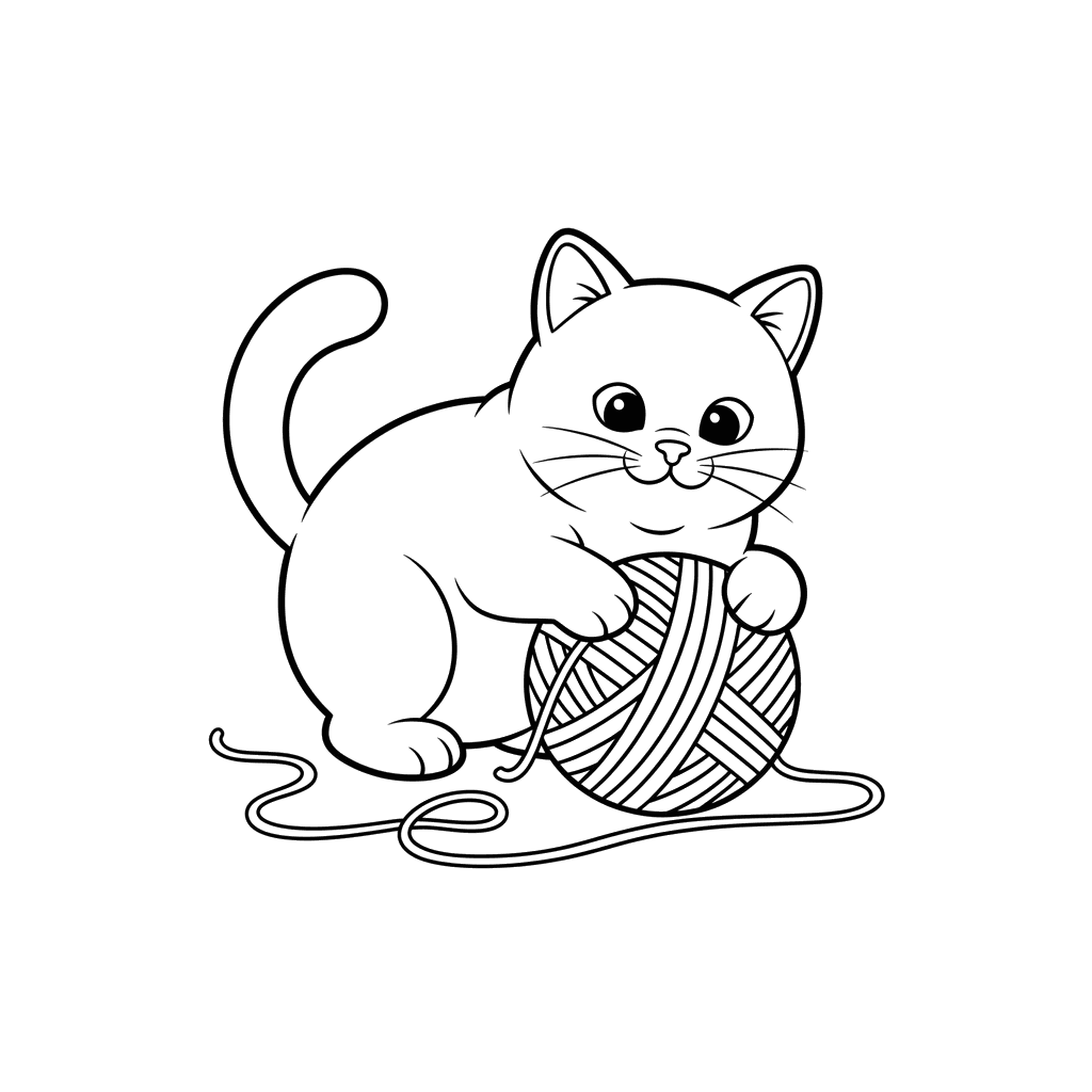 Cat Playing with Yarn