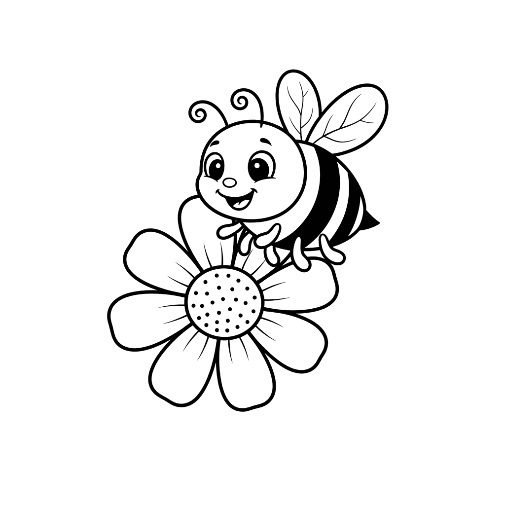 Bee Collecting Nectar Coloring Page