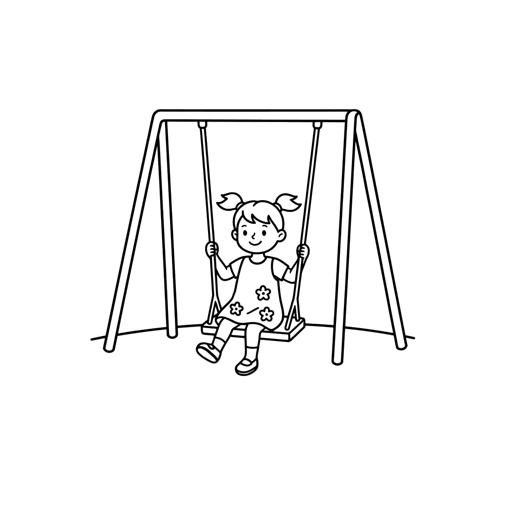 Girl on a Swing Coloring Page