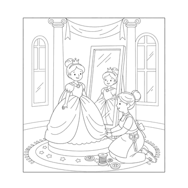 Dibujo para Colorear Princesa Vestido Nuevo