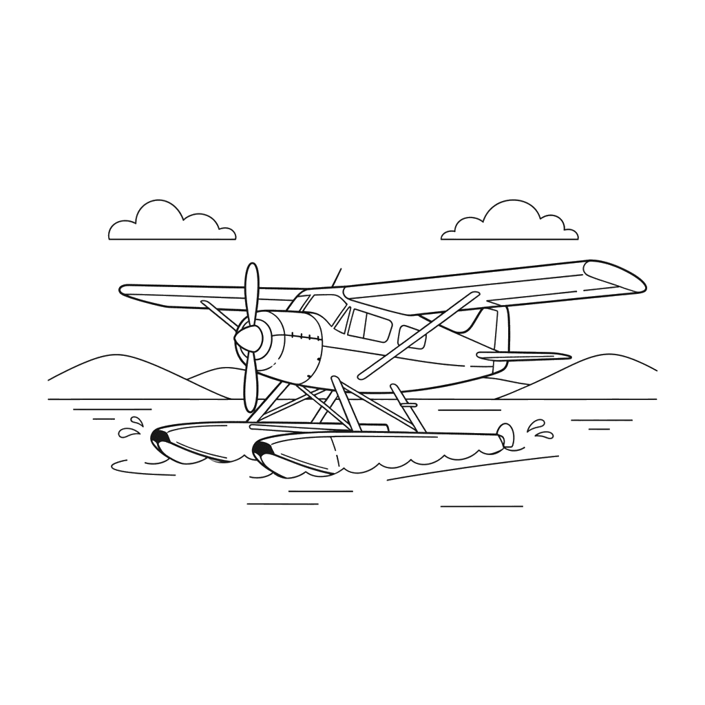 Seaplane on a Lake Coloring Page