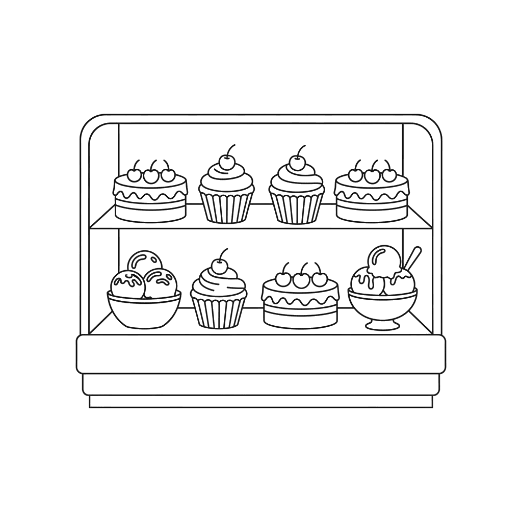 Sweet Bakery Display Coloring Page