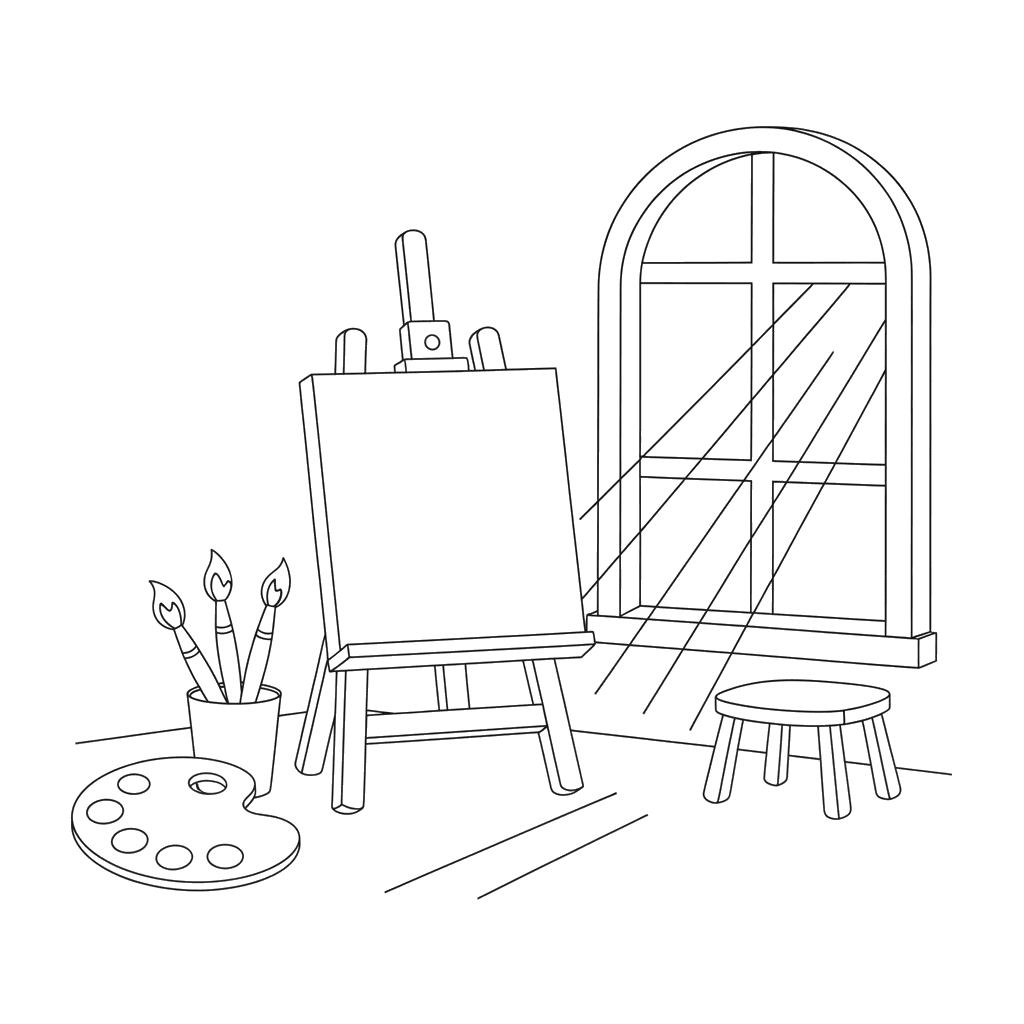 Artist's Studio Coloring Page