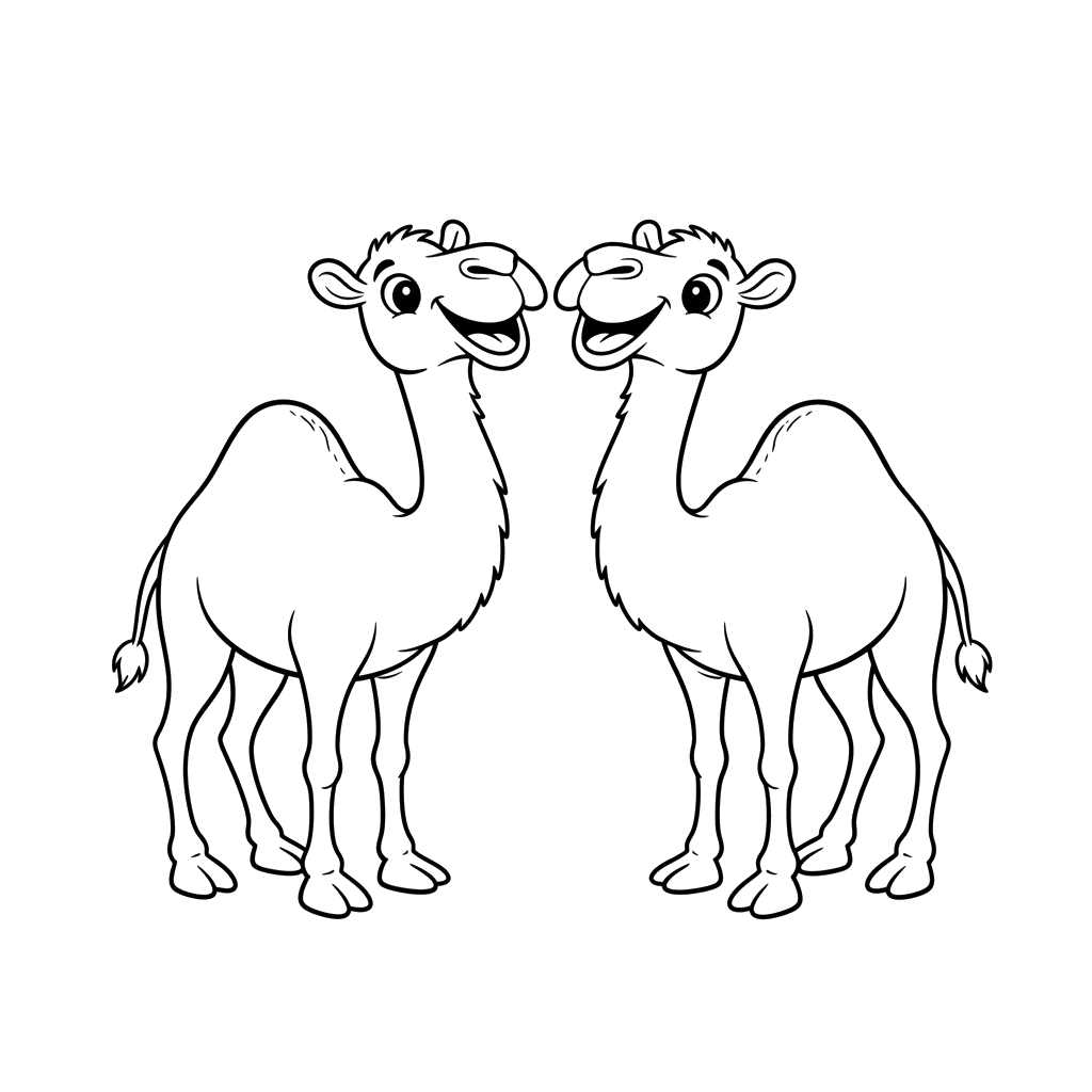 Friendly Camels Coloring Page