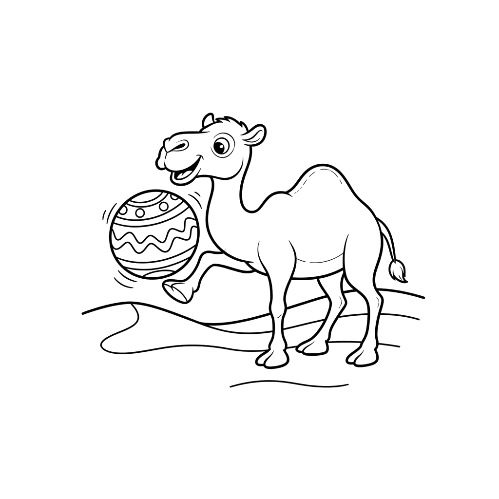 Camel Playing with a Ball Coloring Page