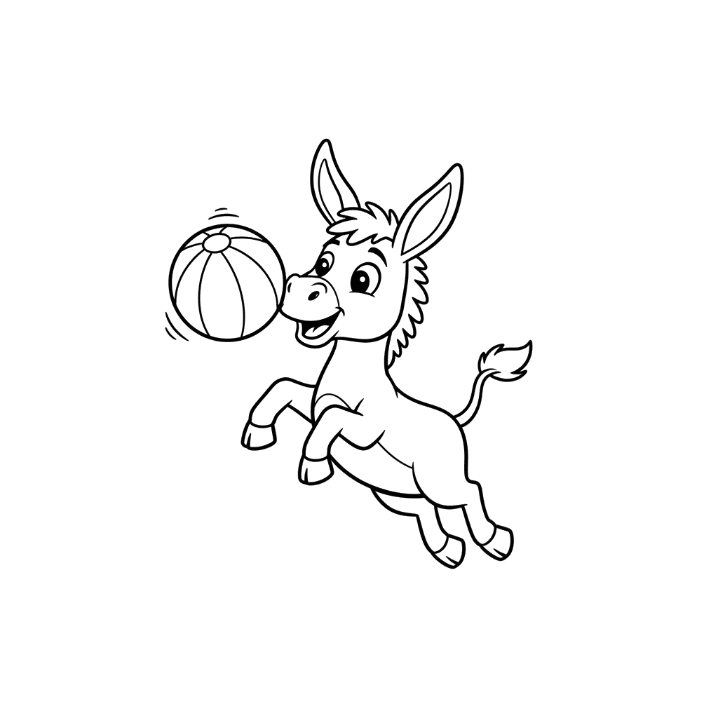 Donkey Playing with a Red Ball