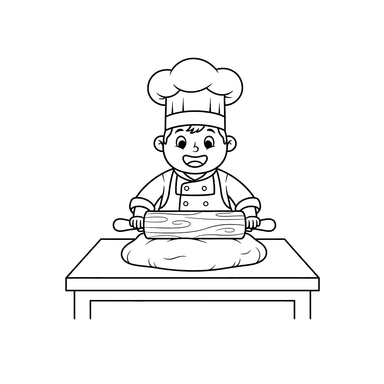 Chef Rolling Dough Coloring Page