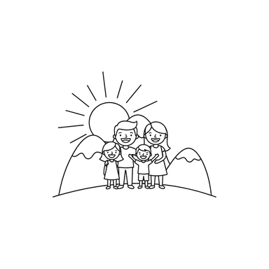 Coloriage Famille au Coucher de Soleil - ColorBoom