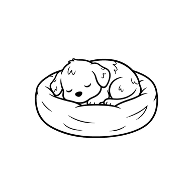 Sleeping Puppy in Basket Coloring Page