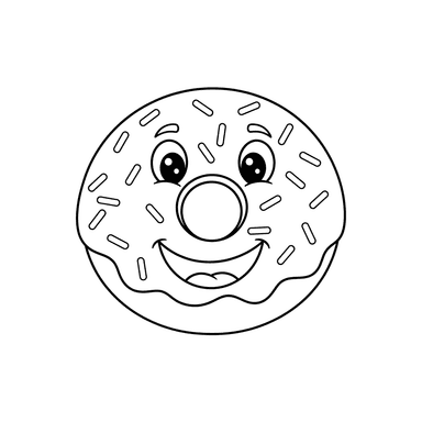 Smiling Donut Coloring Page