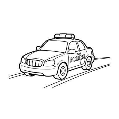 Coloriage Voiture de Police Patrouillant la Rue
