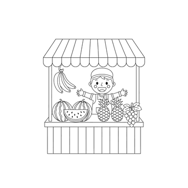 Fruit Stand Vendor Coloring Page