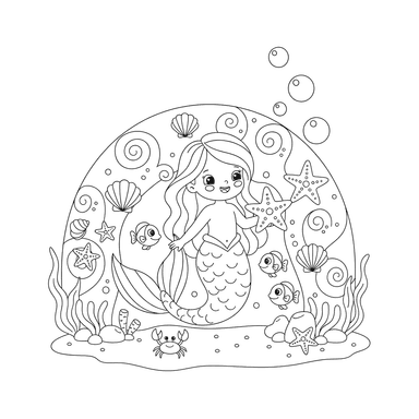 Coloriage Petite Sirène Maison Sous-marine