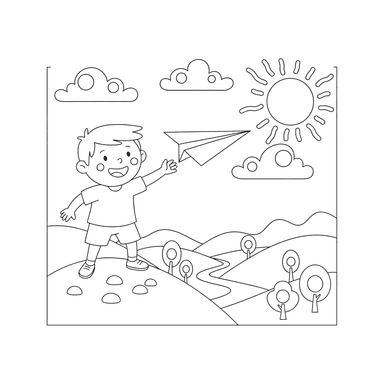 Child Launching a Paper Airplane