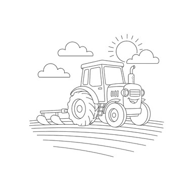 Tractor Plowing Field Coloring Page