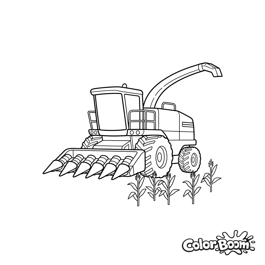 Forage Harvester Collecting Corn Coloring Page